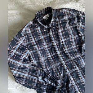Sonoma blue and brown plaid button down shirt